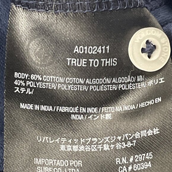 Volcom Polo Shirt Men’s L Navy White Stone Logo Golf Skate Cotton Blend - Picture 5 of 6